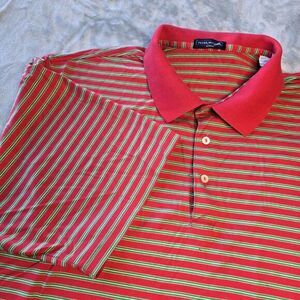 Peter Miller Golf Polo Mens Size XL Red Striped, Athleisure, Lightweight Comfort